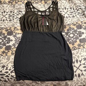 Material Girl Glittery Black and Gold/bronze Dress